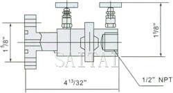 Structure of SS-M5F8-FL Flange 5-Valve Manifolds pic 2 