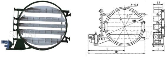 电动圆形百叶式调节蝶阀外形尺寸图