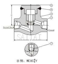 螺栓阀盖升降式锻钢止回阀 结构图2