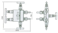 EN5-3 WF1/2型五阀组外形尺寸图