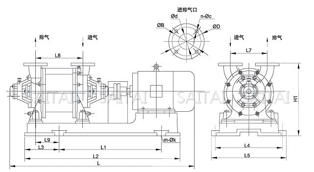 SZ系列水环式真空泵外形尺寸图