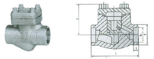 H61H、H61Y型　PN800Lb 承插焊锻钢止回阀外形尺寸图